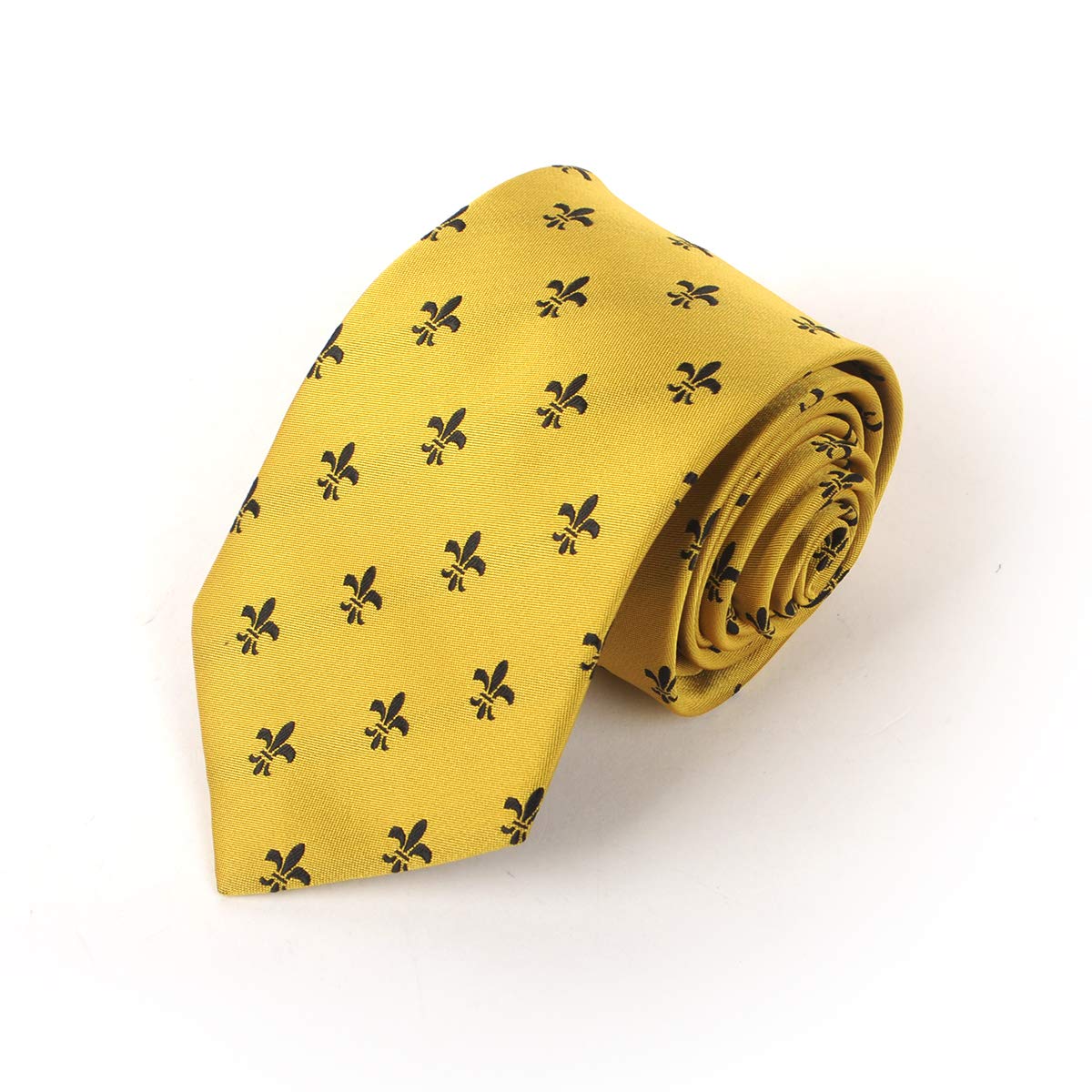 Fleur-de-lis Pattern Men's Classic Neck Tie - New Orleans Saints Lily Flower French Symbol - Black Gold & Purple Available - Multicoloured - One size