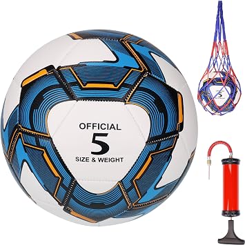 Thickened Soccer Ball with Pump Sizes 3/4/5 for Kids, Youth & Adults Anti-Burst Durable PU Leather Football for Training & Matches, Machine-Stitched