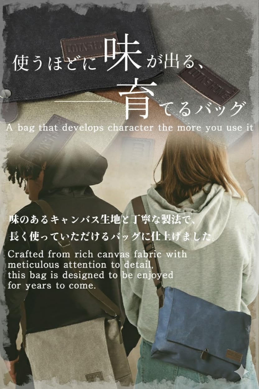 Cota's home Canvas Messenger Bag for Men, Fits 14 Inch Laptop & A4 Documents, Large Capacity Crossbody Shoulder Bag - Image 2