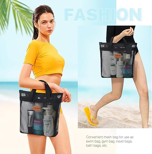 Miniatura 5 de KPX Bolsa de malla para ducha, bolsa de ducha de malla, bolsa de baño de secado rápido, organizador de baño colgante para dormitorio universitario,