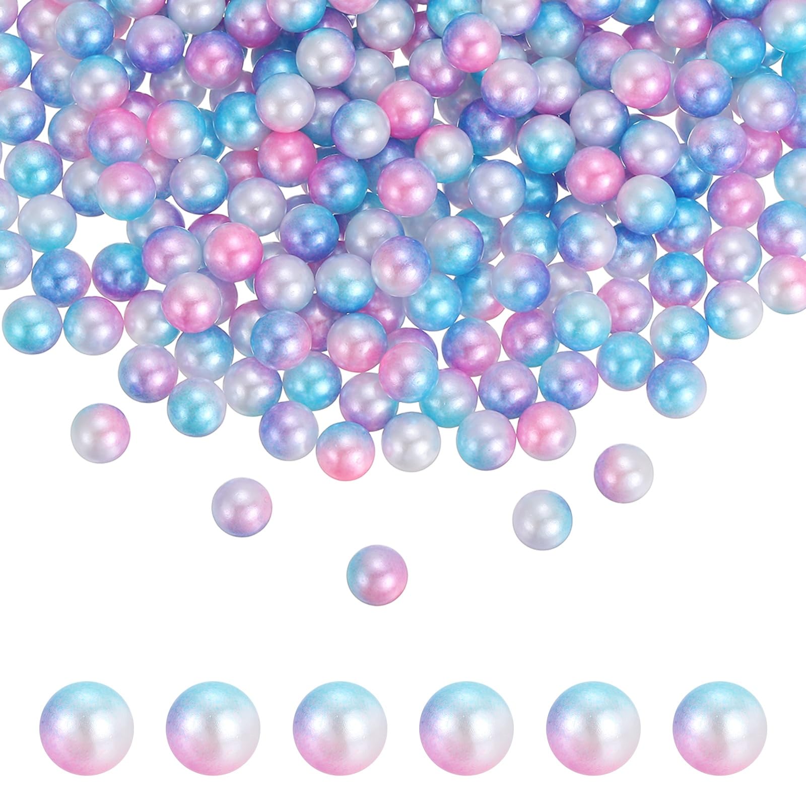 sourcing map 500Pcs Pearls No Holes, 8mm ABS Round Faux Pearl Beads Vase Fillers for Crafting DIY Jewelry Making Filling Home Party Decorations Wedding Centerpieces, Light Blue Purple