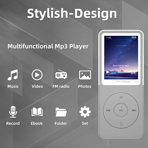 Miniatura 3 de Reproductor de MP3, reproductor de música con Bluetooth, radio FM, video, grabación, vista de fotos, libro electrónico, sonido de alta fidelidad,