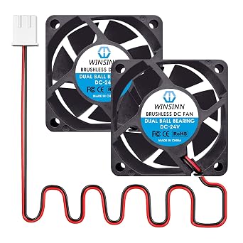 WINSINN DC 60mm Fan 24V 6025 Dual Ball Bearing Brushless Cooling 60x25mm 2PIN Pack of 2Pcs