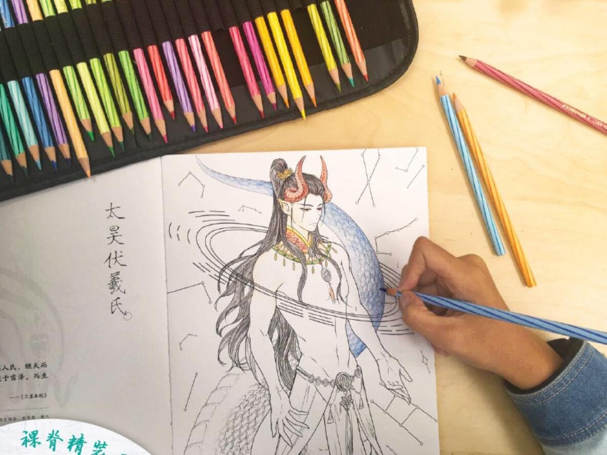 Chinese coloring book line sketch drawing textbook Chinese ancient beauty drawing book adult anti-stress coloring books