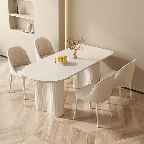 Miniatura 22 de Juego de mesa de comedor para 4, mesa de cocina moderna con 4 sillas, juego de mesa de comedor para cocina, comedor, hogar y oficina (mesa blanca de