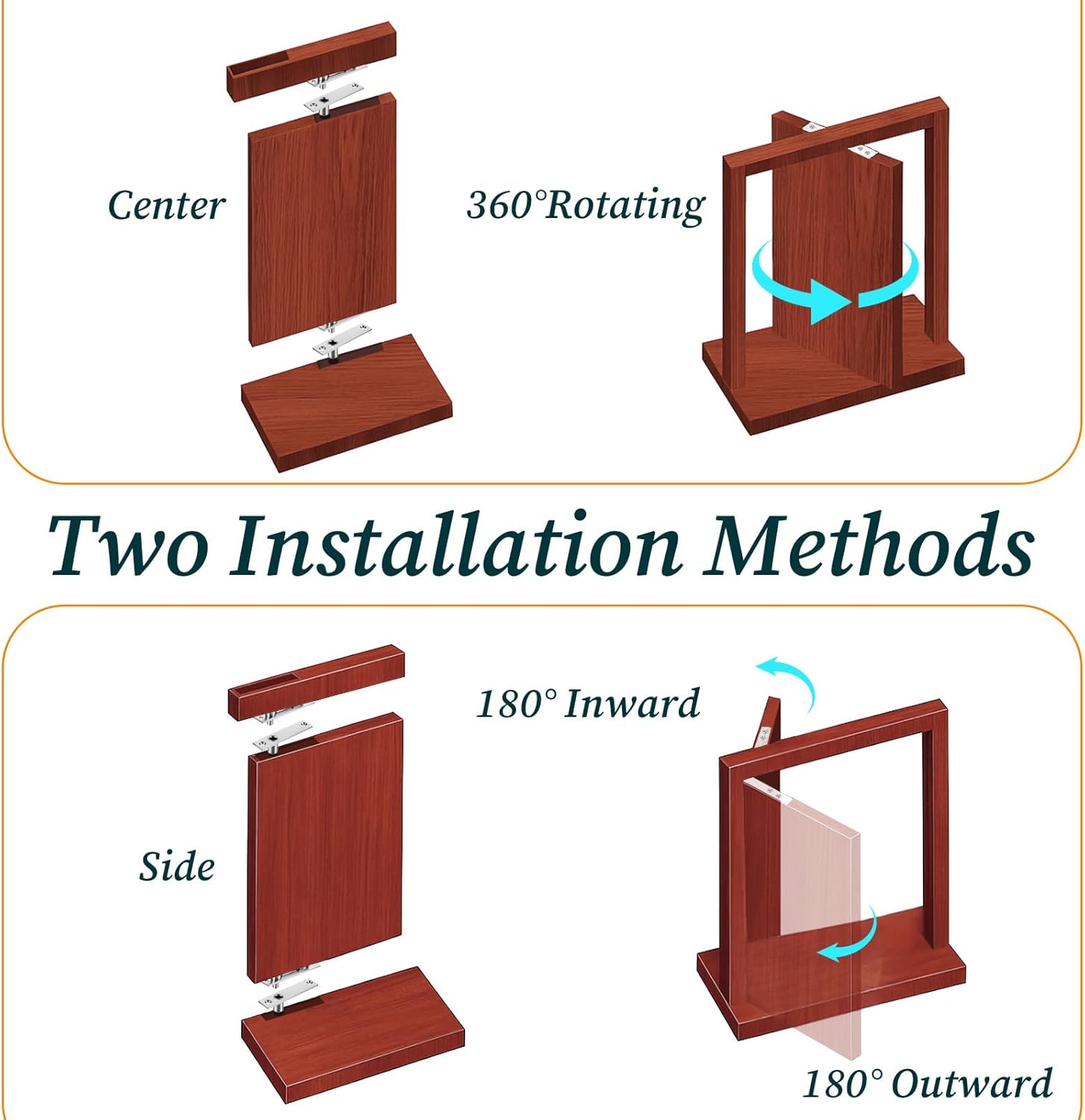 Pivot Hinge for Wood Doors Stainless Steel Heavy Duty Hidden Hinges with 360 Degree Rotation Invisible Door Hardware for Secret Doors and Bookshelf