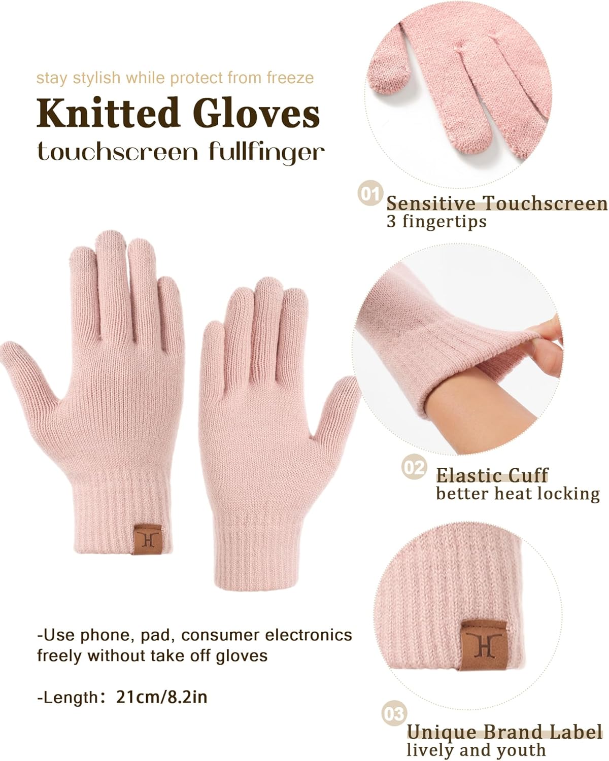 Hat Scarf And Gloves Set For Women, Womens Beanie Hats Thermal Touchscreen Gloves Scarf Scarves, Winter Accessories Sets - Image 4