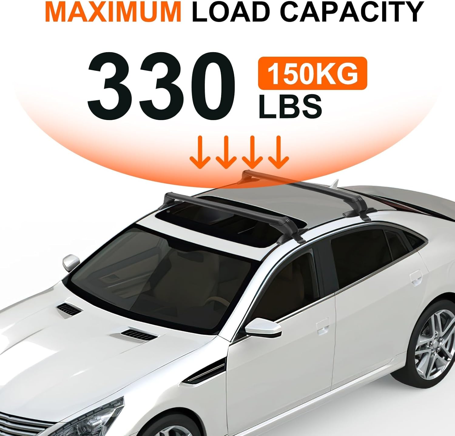2PCS Universal Car Roof Rack Cross Bars with Anti-Theft Lock, 43 Inch Aluminum Alloy Fits Distance Between Rain Grooves 42.91-44.88 Inch, 330 lbs Load Capacity forKayaks Cargo & Luggage Bikes