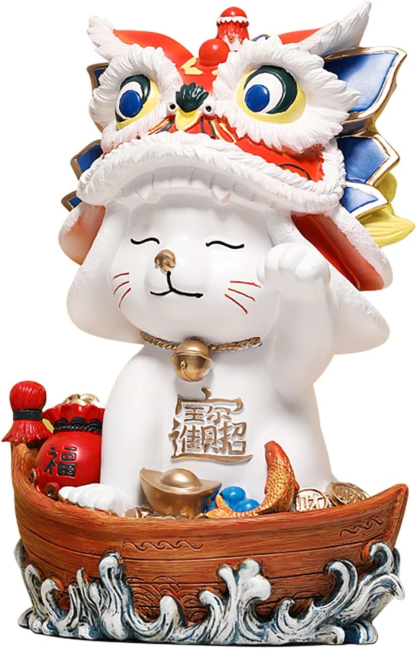 Lucky Cat Figurine Maneki Neko Beckoning Wealth Cat Statue