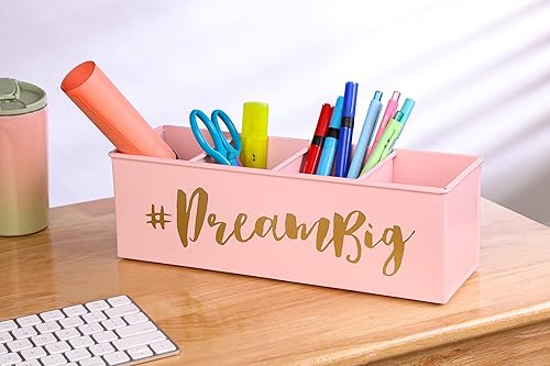 Miniatura 5 de DUDKI - Organizador de escritorio de metal para decoración de escritorio de oficina en casa, 4 compartimentos para bolígrafo y soporte de