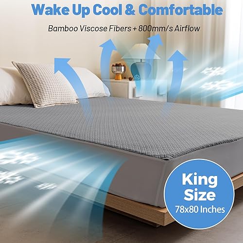 Miniatura 6 de Protector de colchón de bambú de alta calidad, tamaño King, impermeable y ultrasuave, transpirable, sin ruido, lavable, para mayor comodidad y