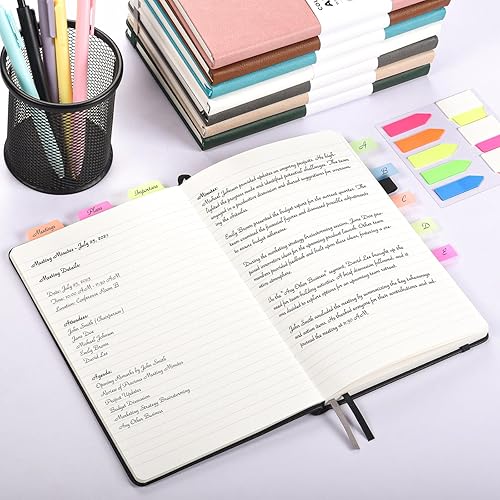 Miniatura 6 de Paquete de 6 cuadernos de trabajo con 6 bolígrafos, cuadernos de tapa dura A5, cuadernos de negocios a granel, cuadernos de rayas universitarias