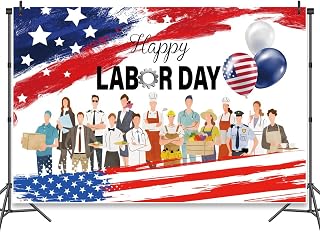 Happy Labor Day Backdrop Labor Remember and Honor Laborer Banner Celebration Party Decorations for Home School Office Indoor Outdoor Photobooth Props 7x5ft