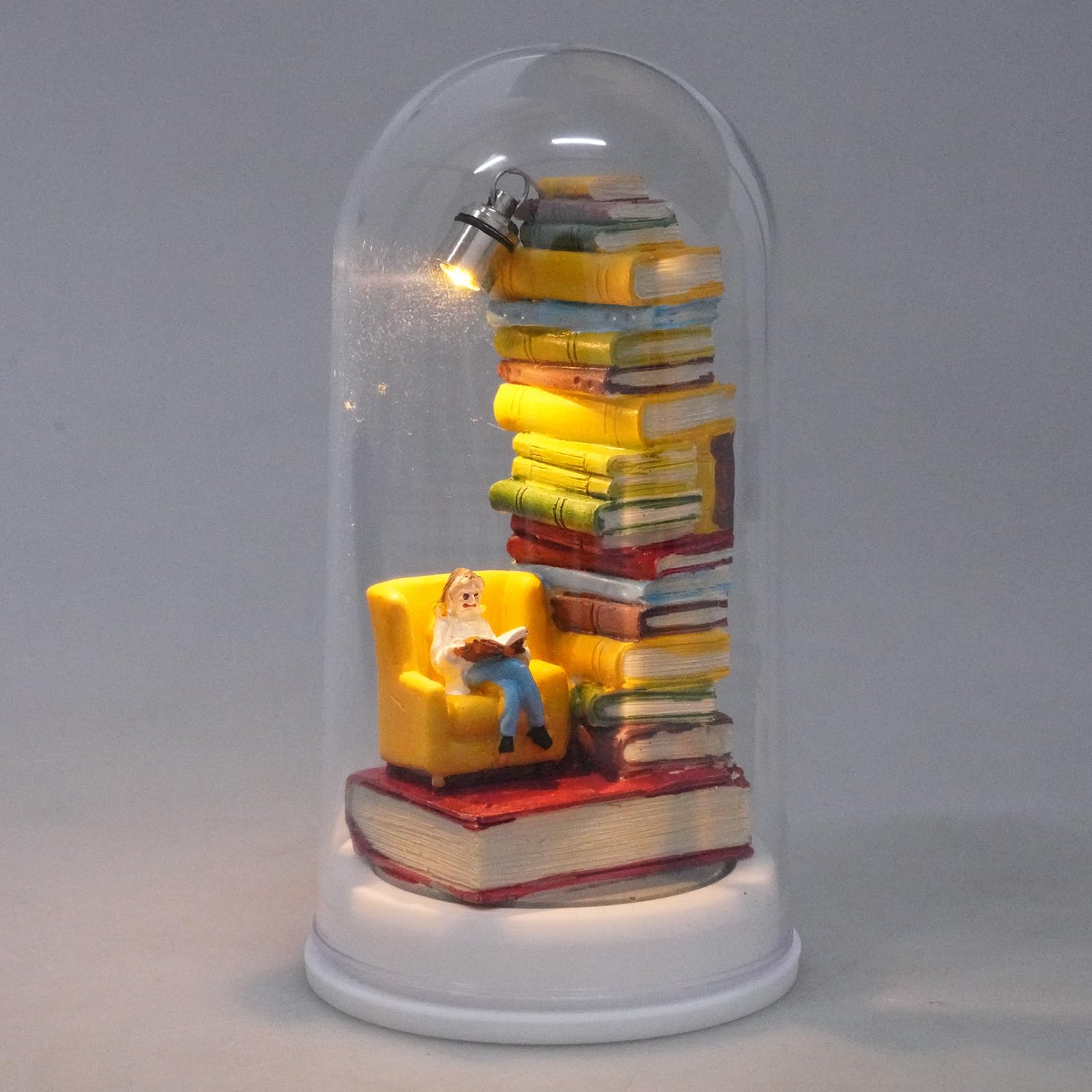 Przenośna lampka nocna o tematyce do czytania z miniaturowymi książkami statuetka czytnika żywicy lampa LED idealna do przedszkola gabinetu tuba książka kochanka lampka nocna