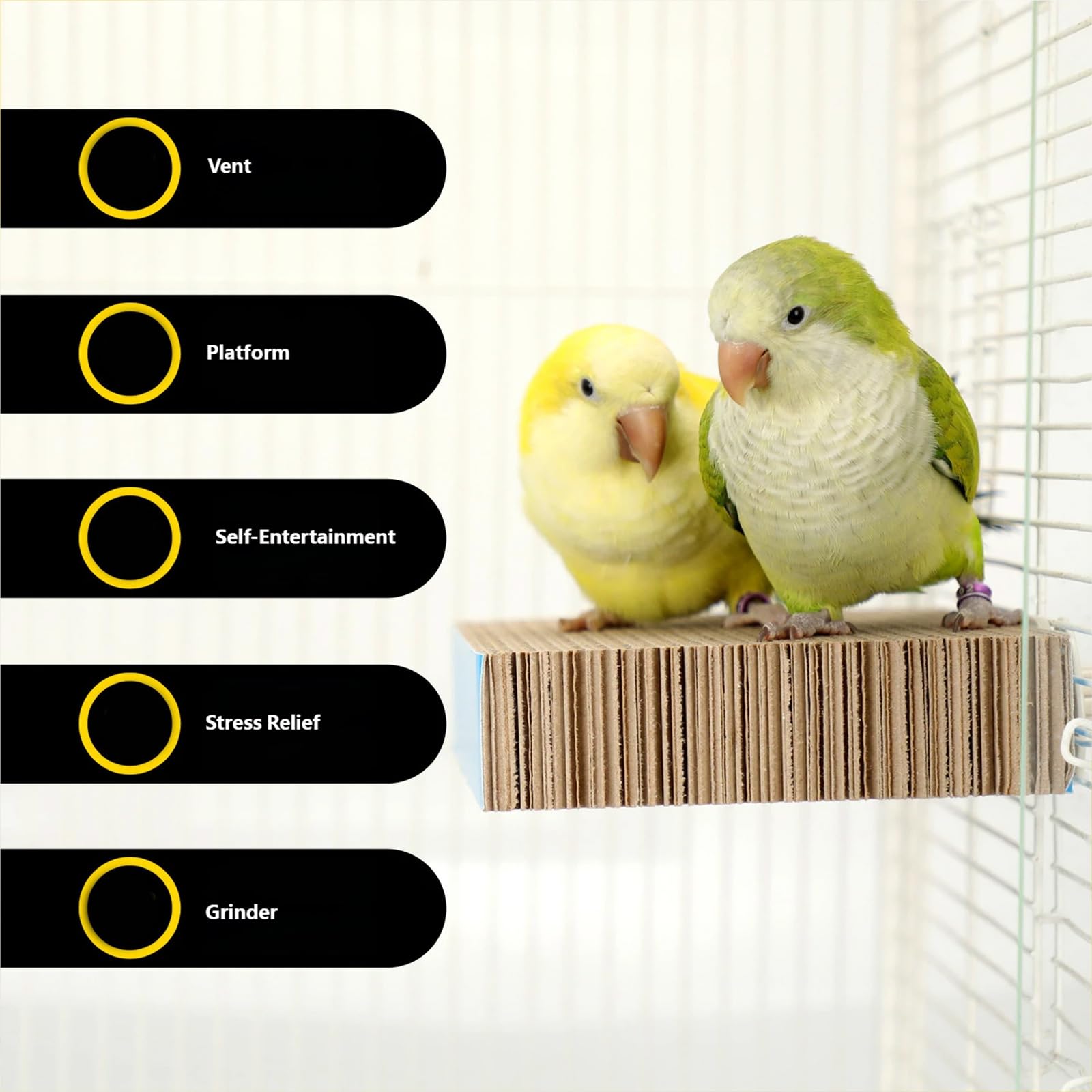 Vogelsitzstangen Plattform aus Wellpappe, sicherer Ständer für Sittiche, Nymphensittiche, Papageien, Käfigzubehör, Vogelübungsspielzeug, Sitzstangenständer