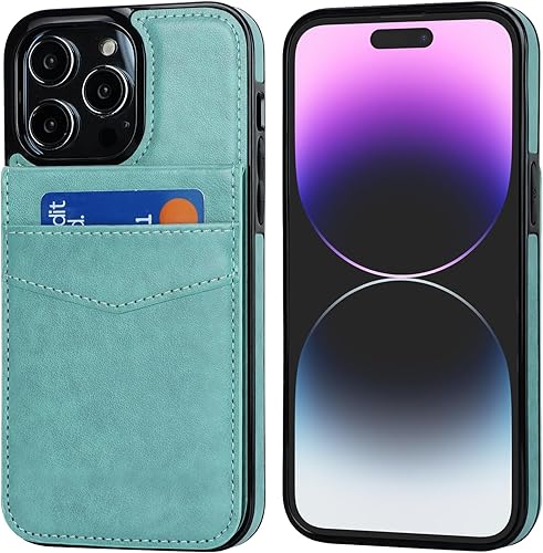 Miniatura 3 de KIHUWEY Compatible con iPhone 14 Pro Max Funda Billetera con Tapa con Soporte para Tarjeta de Crédito, Cierre Magnético de Cuero Premium, Función