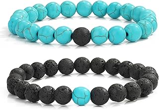 طقم اساور خرز متوافقة للاحباء من حجر لافا بلون مات مينجبا 7 inches للبالغين الجنسين للرجال