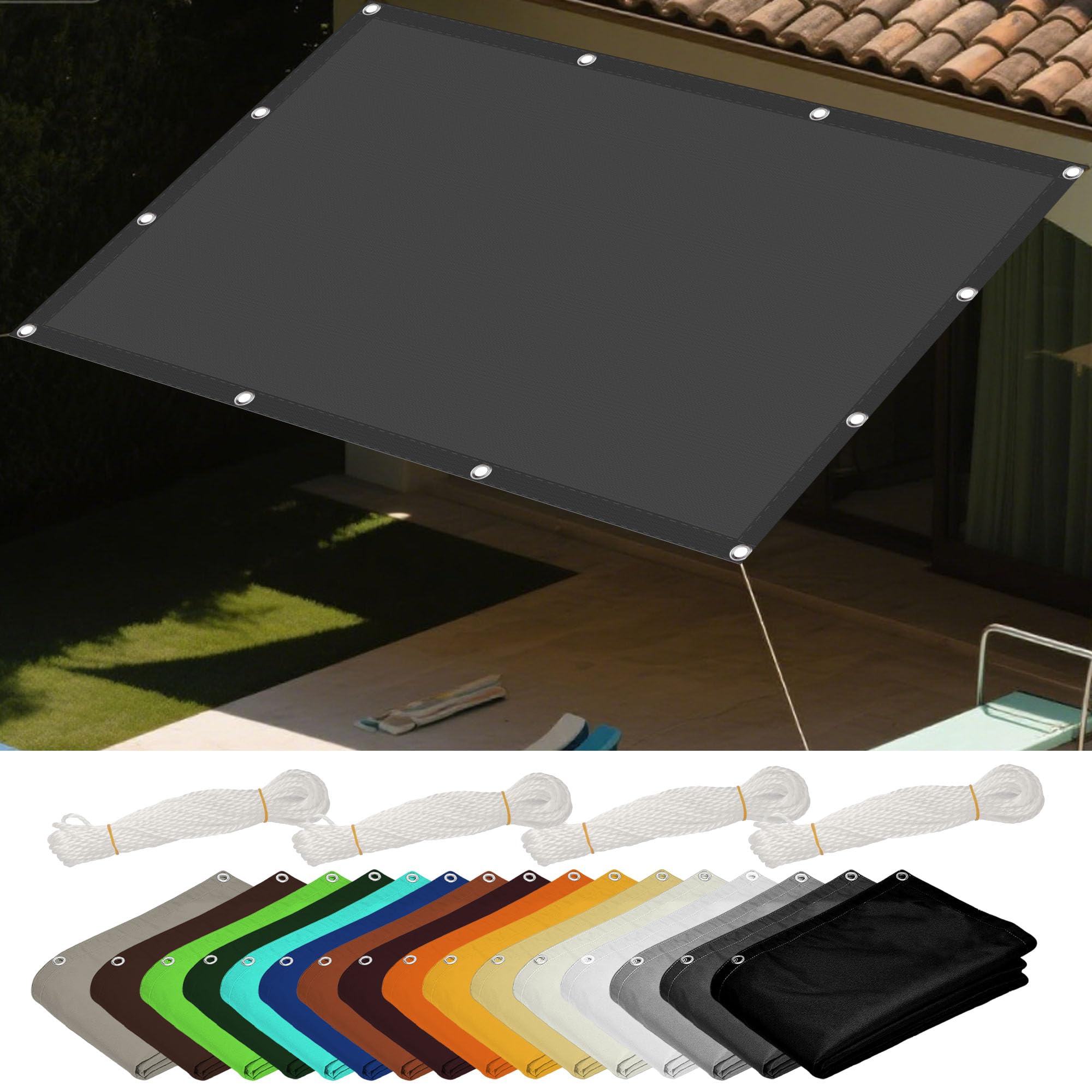 Voile d'ombrage anti UV et coupe-vent pour terrasse et grand jardin