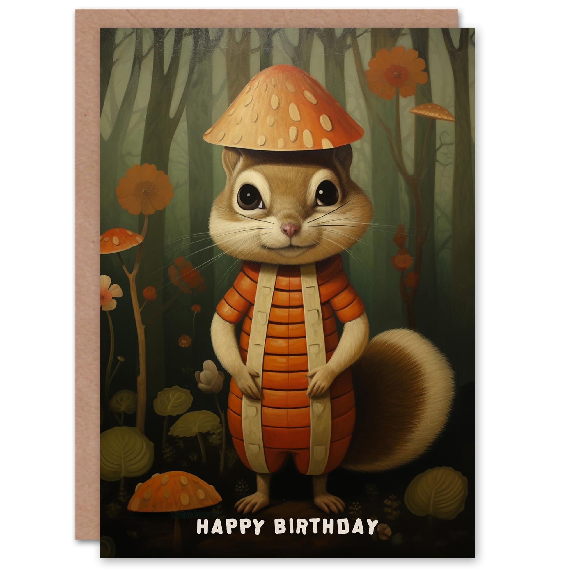 Artery8 Birthday Greeting Card Squirrel Mushroom Woodland Kids Child