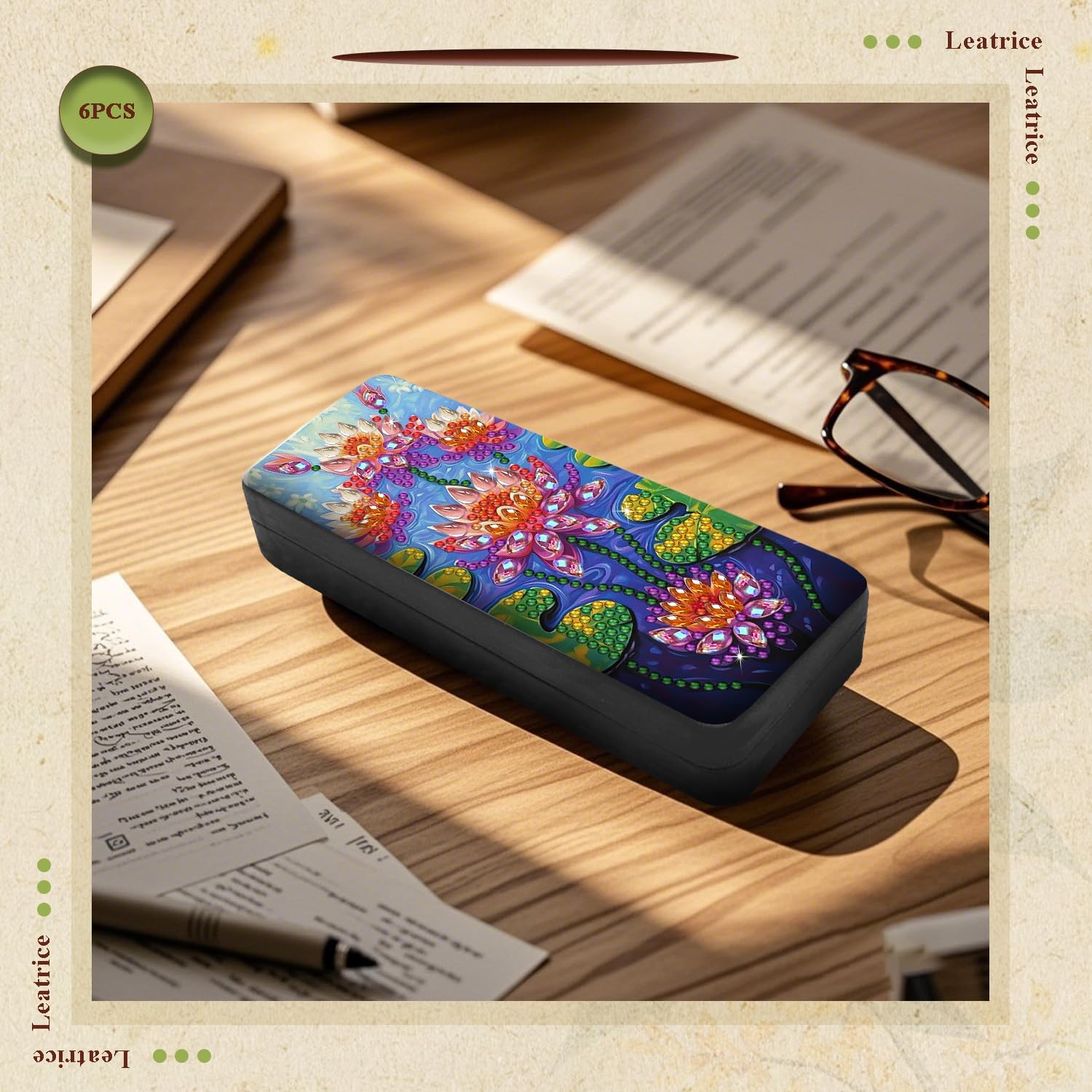 Leatrice 6pcs 5d Diamond Art Kits for Adults Small Diamond Painting Kit Gem Art Paint by Diamonds Eyeglass Case Hard Shell Dots DIY for Beginner Women