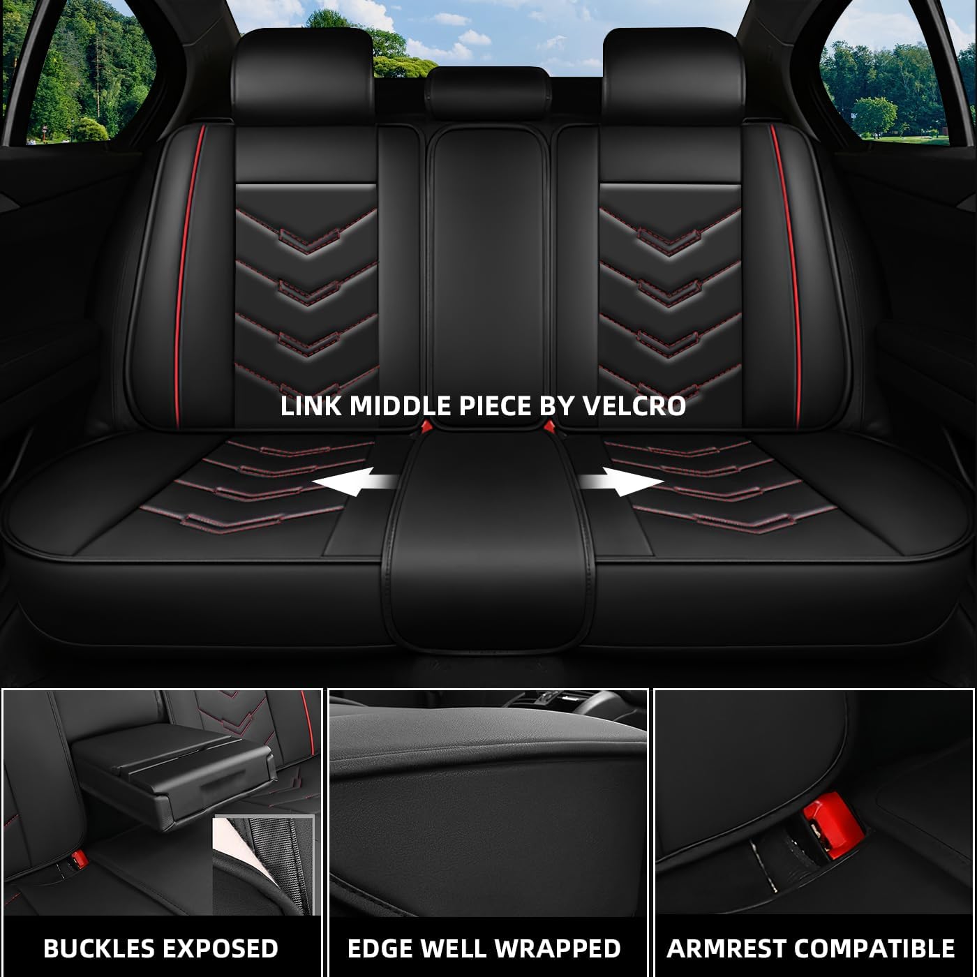 Leather Car Seat Cover Anti-Slip Fit for Toyota FJ Cruiser 2002-2024,5 Seat Covers Waterproof Leatherette in Automotive Accessorie Full Set with Pillow Black White