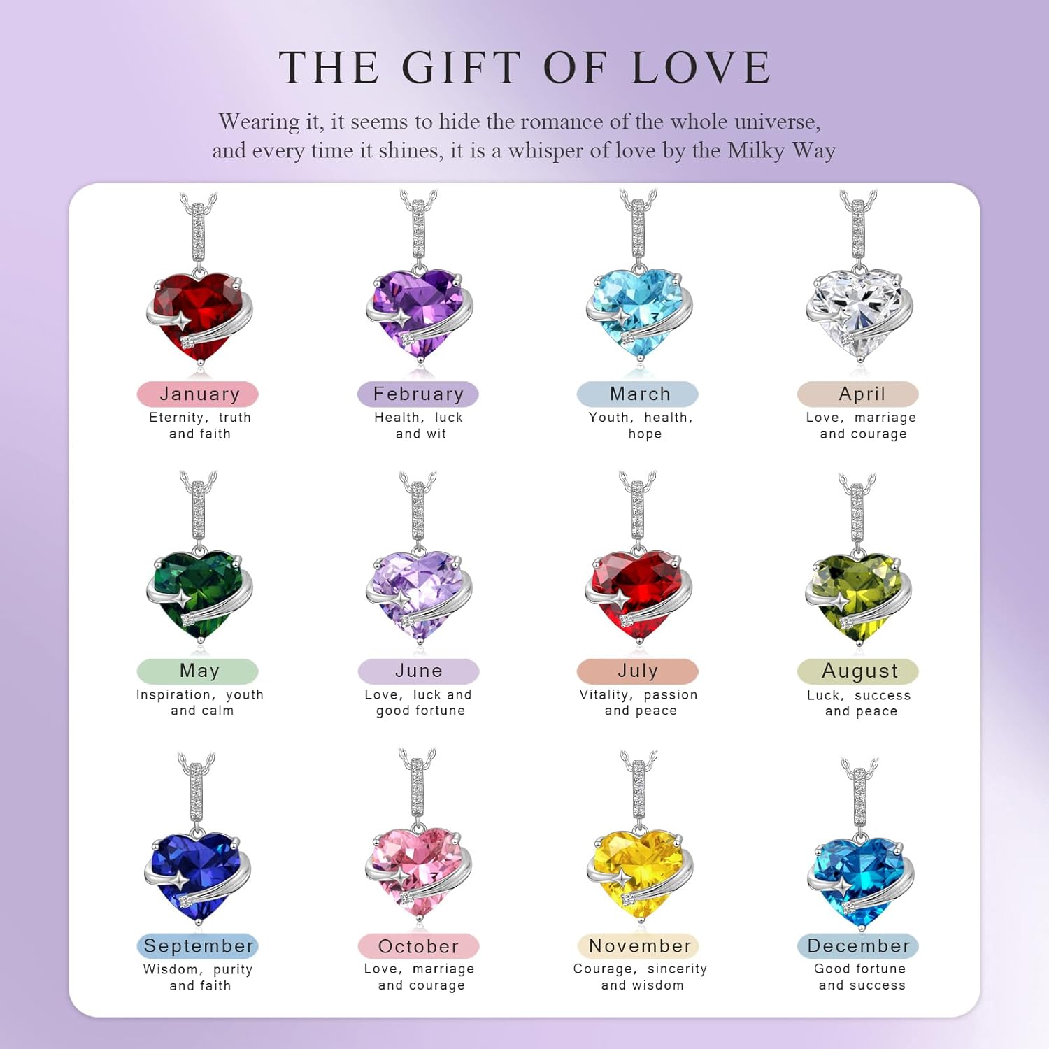 Birthstone Pendant Necklace,925 Sterling Silver,Birthday Gifts for Women fashion Jewelry,Jewelry Gifts for Wife Mom Mate - Image 5