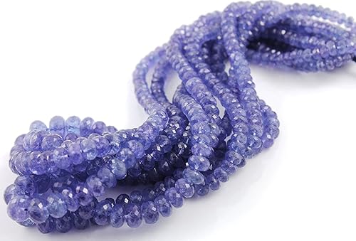 Brightjewels Cuentas de piedras preciosas semipreciosas naturales de tanzanita Rondelle con corte Israel, 1 línea de 13 pulgadas, 0.118-0.157 in,