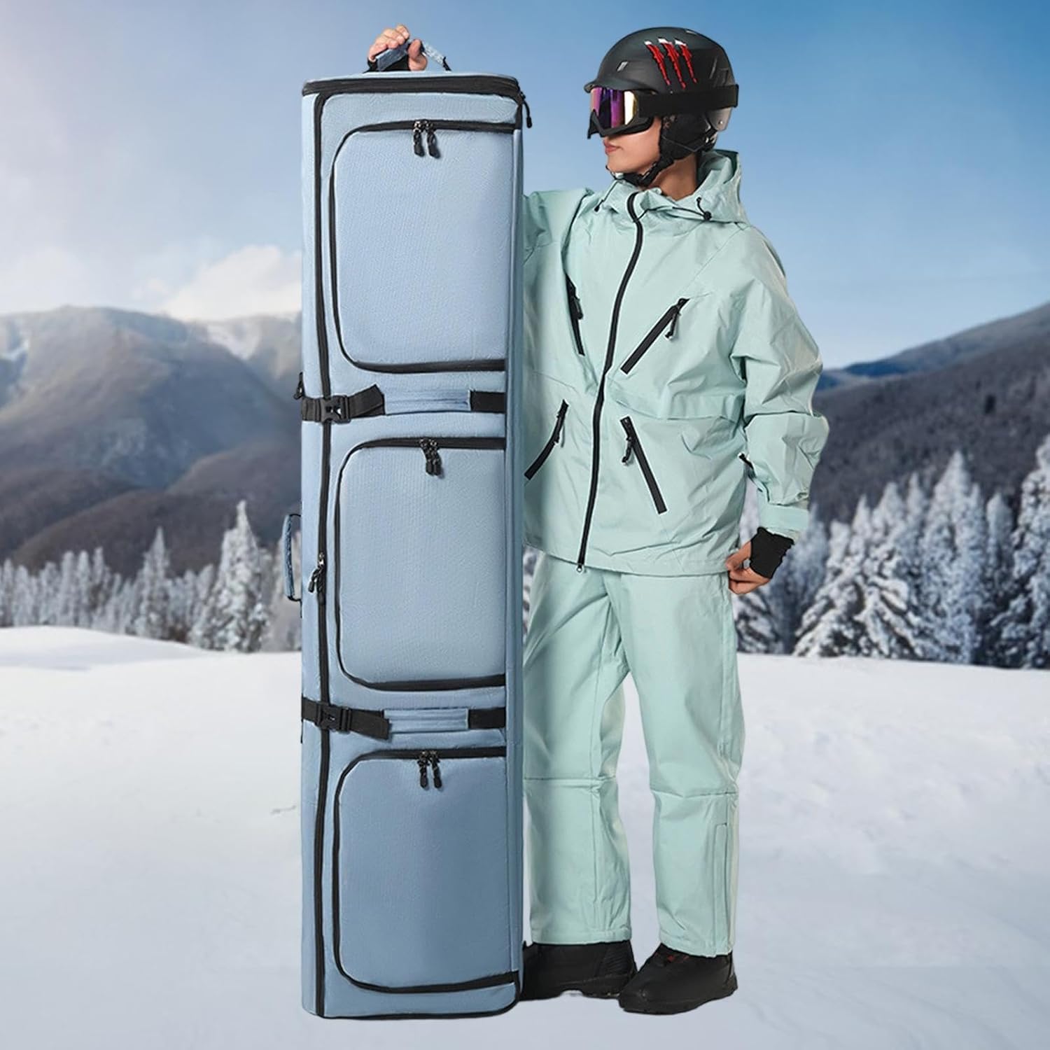 YIJU Ski Bag and Ski Boot Bag Combo Heavy Duty Storage Helmet Waterproof for Air Travel PE TPU Accessory for Travel Camping Women