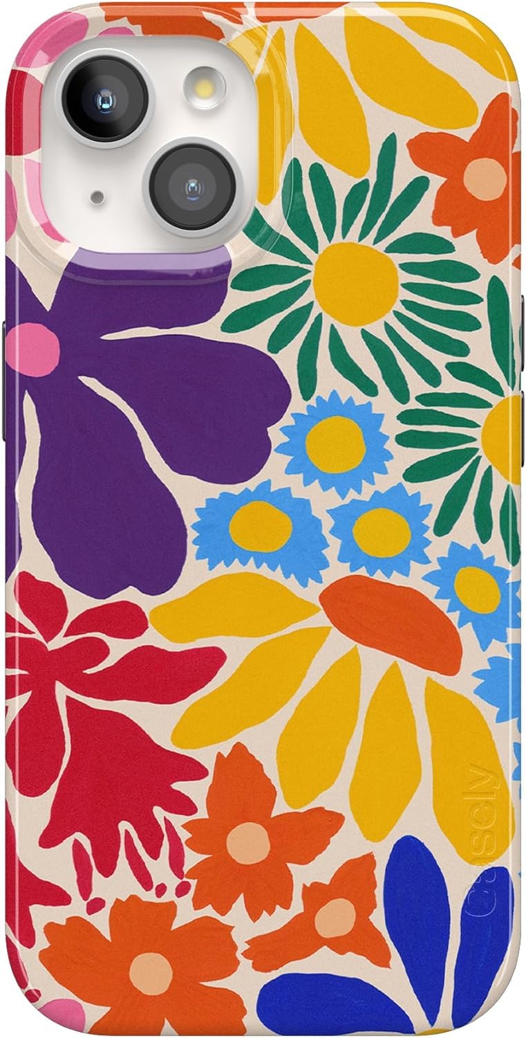 Casely iPhone 15 Case | Flower Patch | Multi-Color Floral | Compatible with MagSafe | Classic Ultra Slim Design