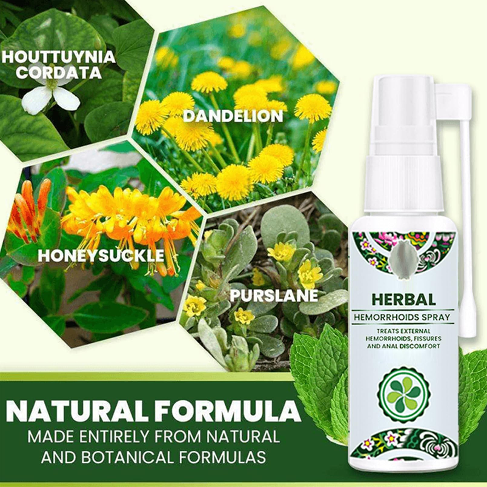 Herbal Hemoroidy spray na hemoroidy w sprayu, ochrona hemoroidów, łagodzi swędzenie, pieczenie i dolegliwości, naturalny, wegański i nietestowany na zwierzętach