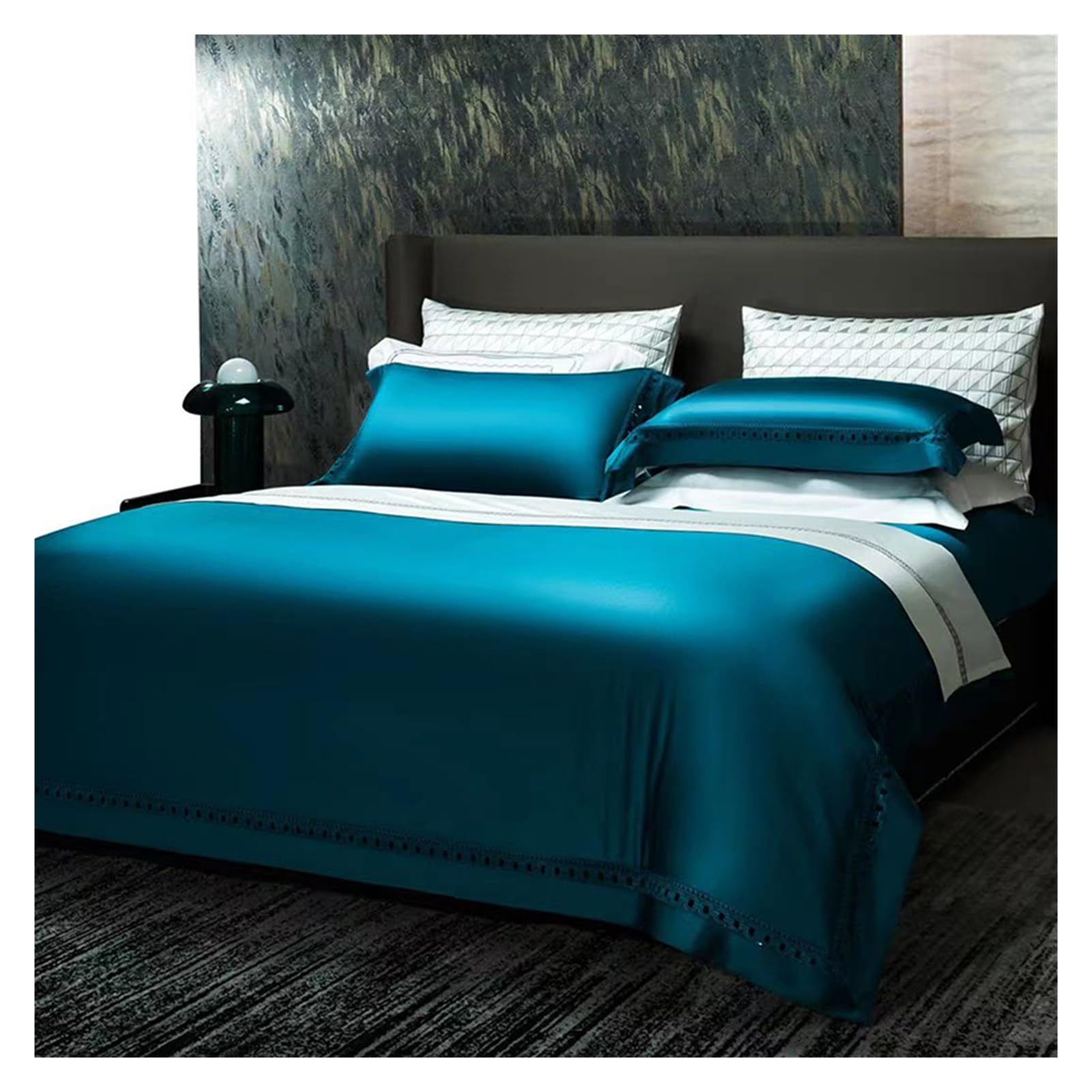 Satin Sheets King Size Bed Set Cotton Sheet Bed Set Extra-Long Staple Cool Breathable Ultra Comfort Double Hem-Stitched