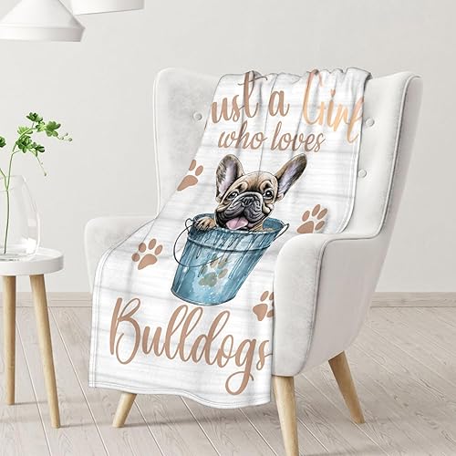 Miniatura 2 de Manta de bulldog francés, de 60 x 80 pulgadas, manta de franela suave, cálida, ligera, acogedora, regalo para amantes de los perros, para la cama y