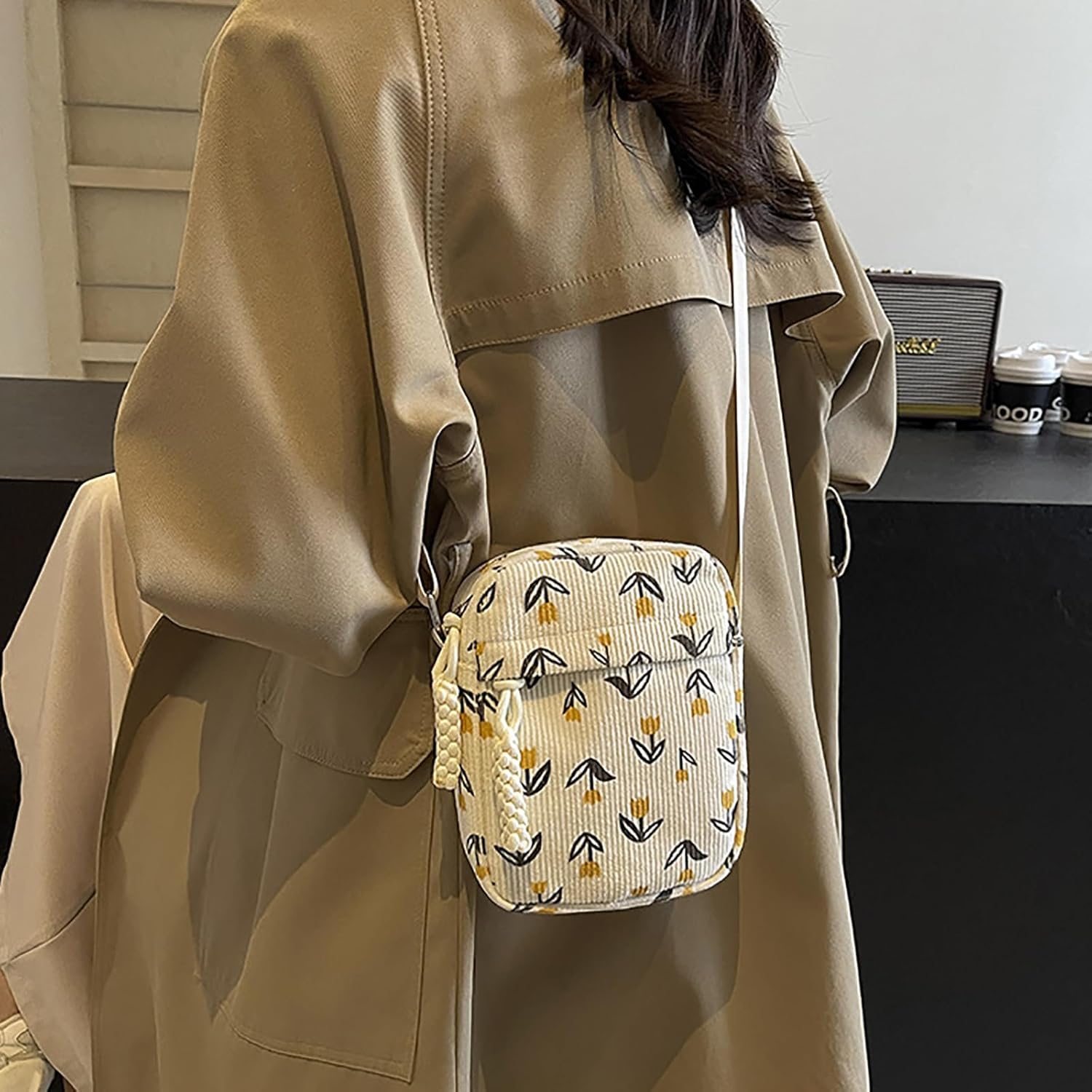 Cute Strawberry Purse Crossbody Bags for Women Kawaii Purse for Women Aesthetic Corduroy Tote Bag - Image 3