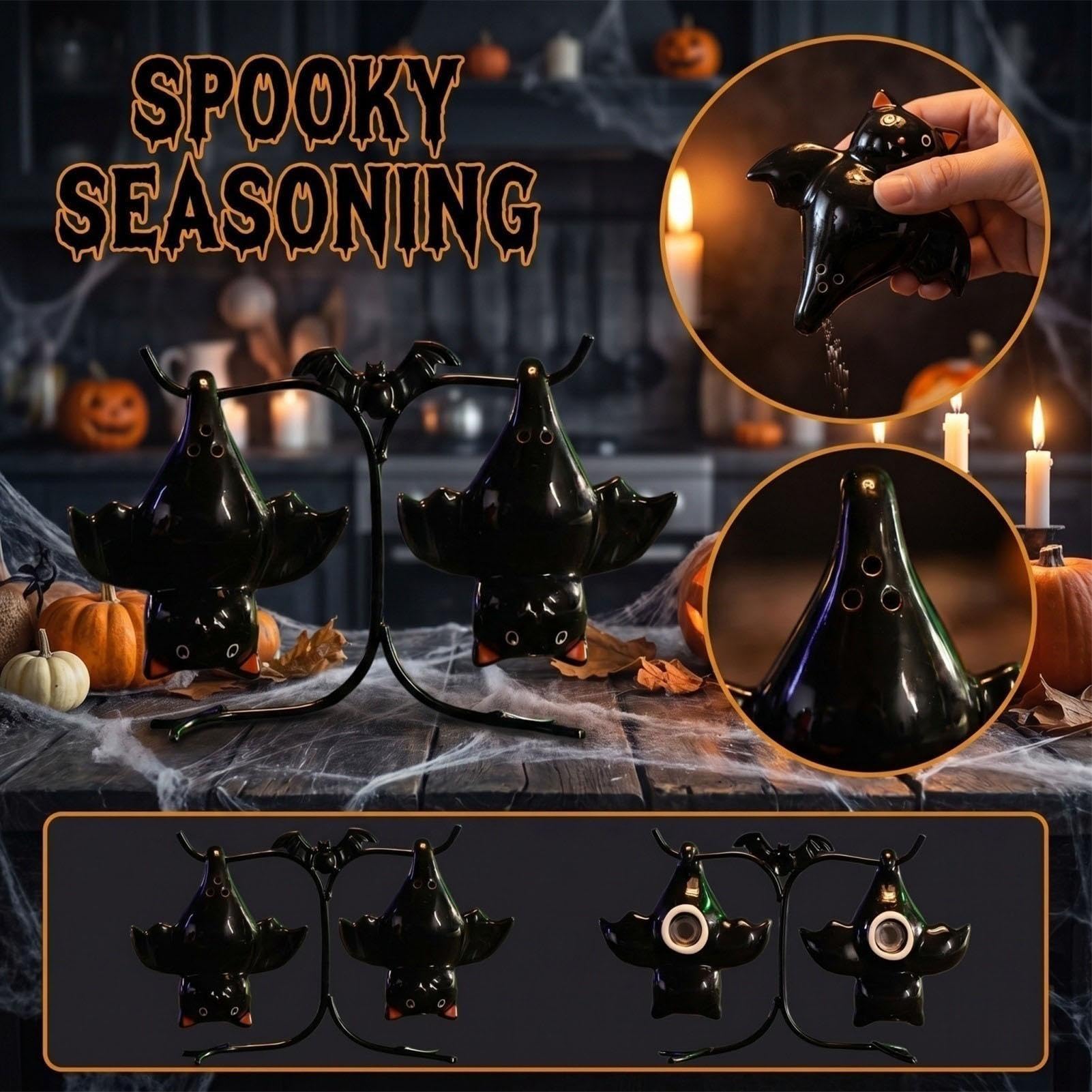 saliera e peperiera Portacondimenti a Forma di di Halloween | Set di shaker da sale e pepe per cucina, tavolo, barbecue, camper, casa colonica, dormitorio, casa