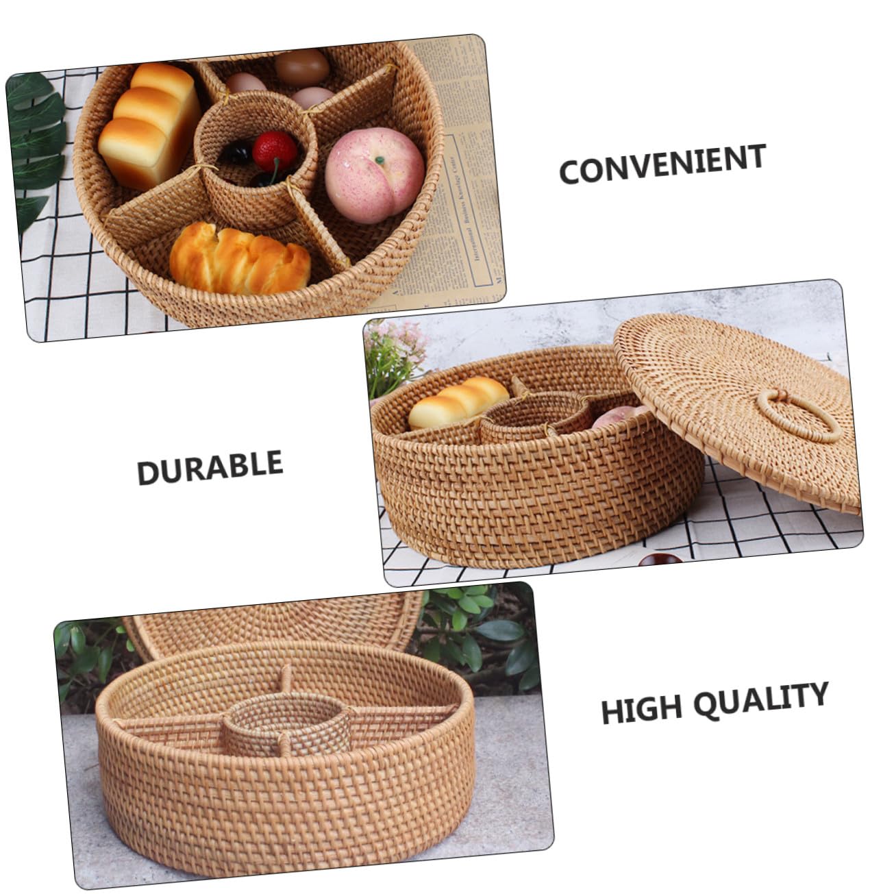 Ciieeo Cesto Portaoggetti senza Sbavature Stile Vintage con Coperchio in Legno Lavorazione Fine Scatola per Snack e Dolci la Casa