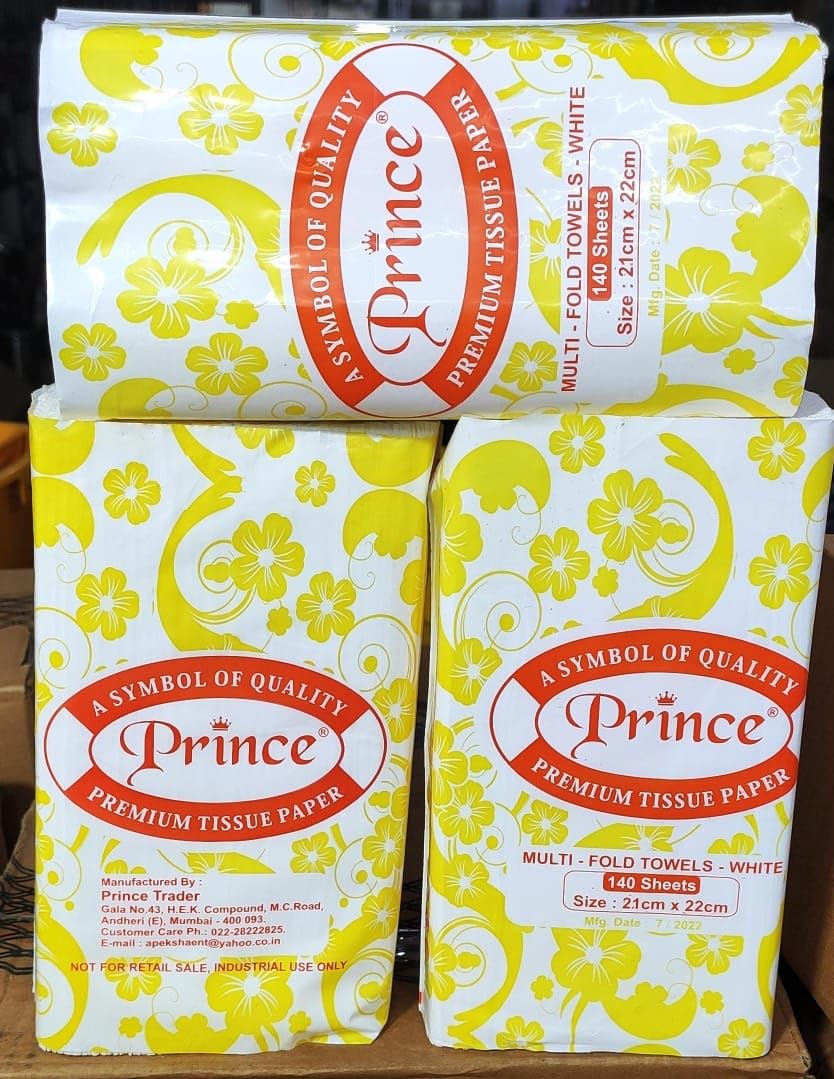 PRINCE Multi Fold White Tissue Paper Napkin - Pack of 20 Packets-image-1