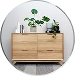Oruii Miroir rond, miroir rond noir 24 inch, Miroirs muraux en cercle Cadre en métal, Miroir circulaire pour mur, Salon, Salle de bains, Vanité, Entrée, Hallway.