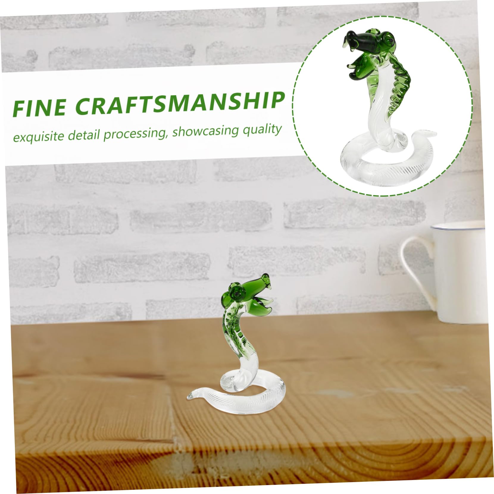 Veemoon 5 Piezas Figurilla Serpiente de Cristal Verde Escultura Decorativa Elegante para Escritorio Estatua Artesanal con Base Estable Decoración Delicada para Hogar y Oficina Diseño