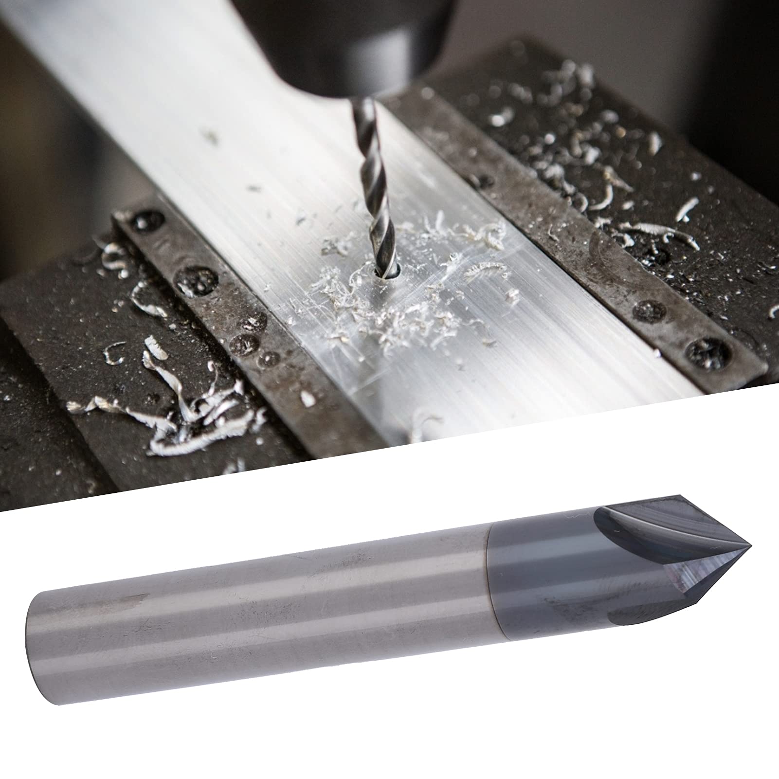 Aramox Frez do Fazowania Frez ze Stali Wolframowej 3 Ostrza Narzędzie do Fazowania 90 Stopni Polerowania CNC Grawerowanie Aluminium Miedź D6 X 90 Stopni X 50L (D12*90°*75L)