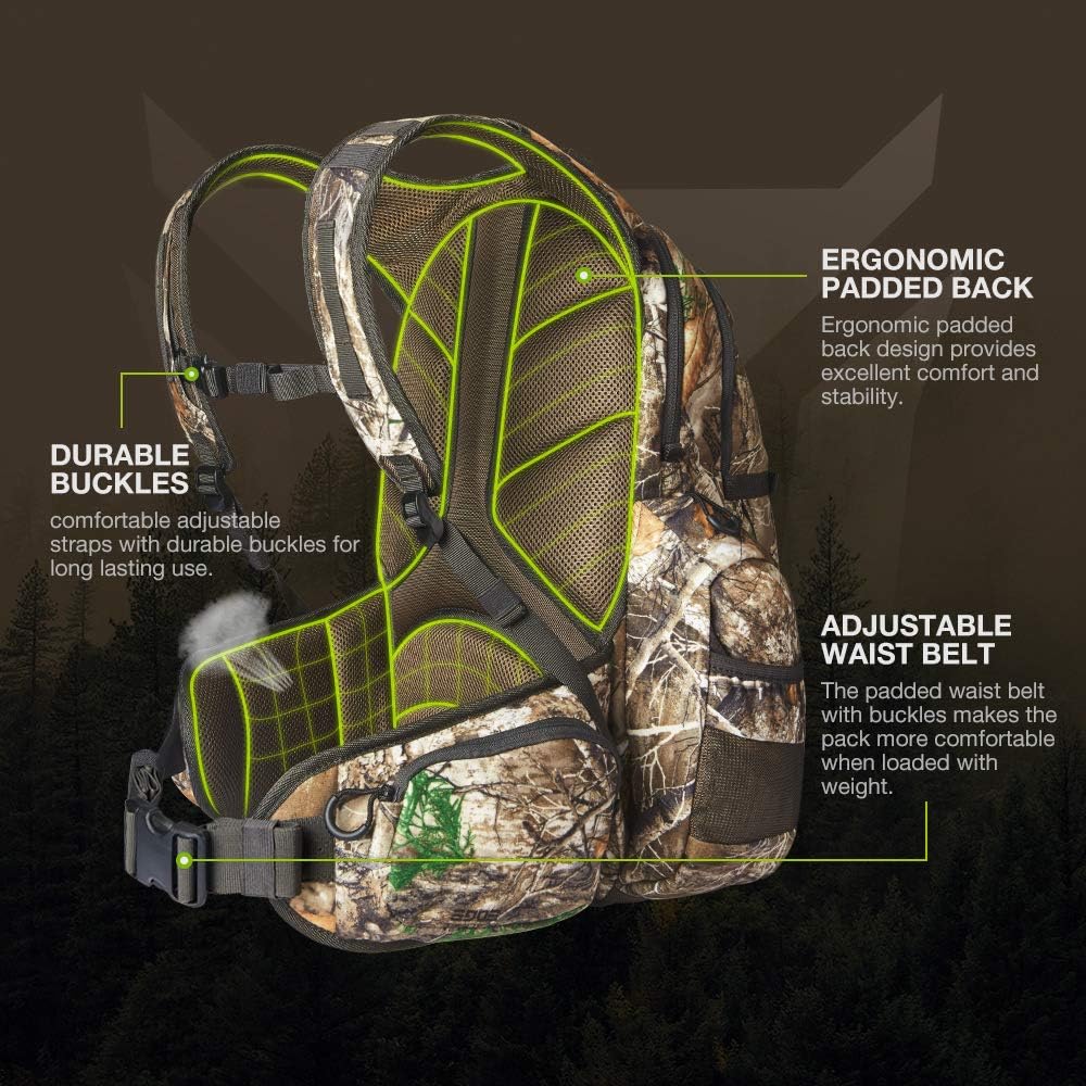 TIDEWE Hunting Backpack, Waterproof Camo Hunting Pack with Rain Cover, Durable Large Capacity Hunting Day Pack for Rifle Bow Gun (Realtree Edge) : Sports & Outdoors