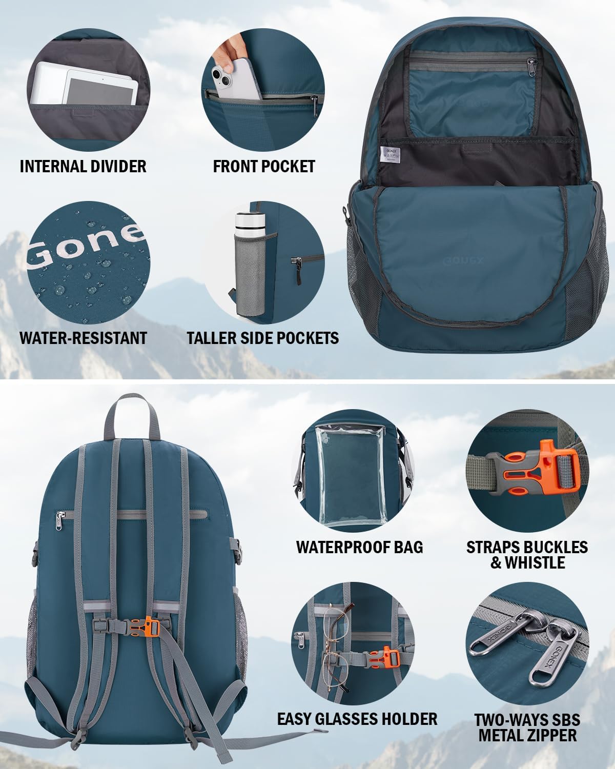 Gonex Ultra Lightweight Packable Backpack, Handy Foldable Daypack for Camping Outdoor Travel Cycling Backpacking