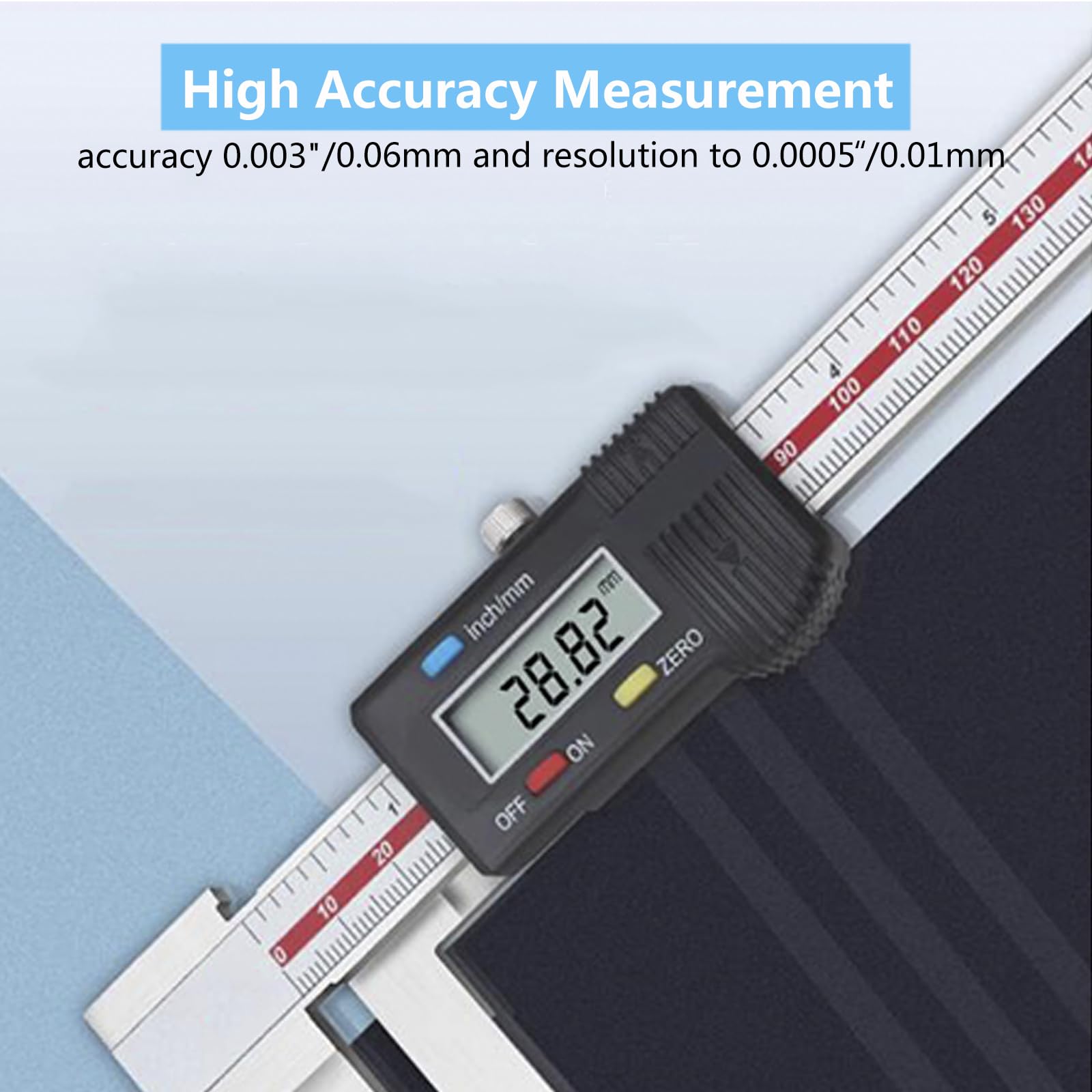 Calibre Digital de Mandíbula Larga, Pie de Rey Digital de Acero Inoxidable con Pantalla LCD, Electrónico Vernier Caliper para Medición de Diámetro Interior y Agujero Escalonado,150mm/6in