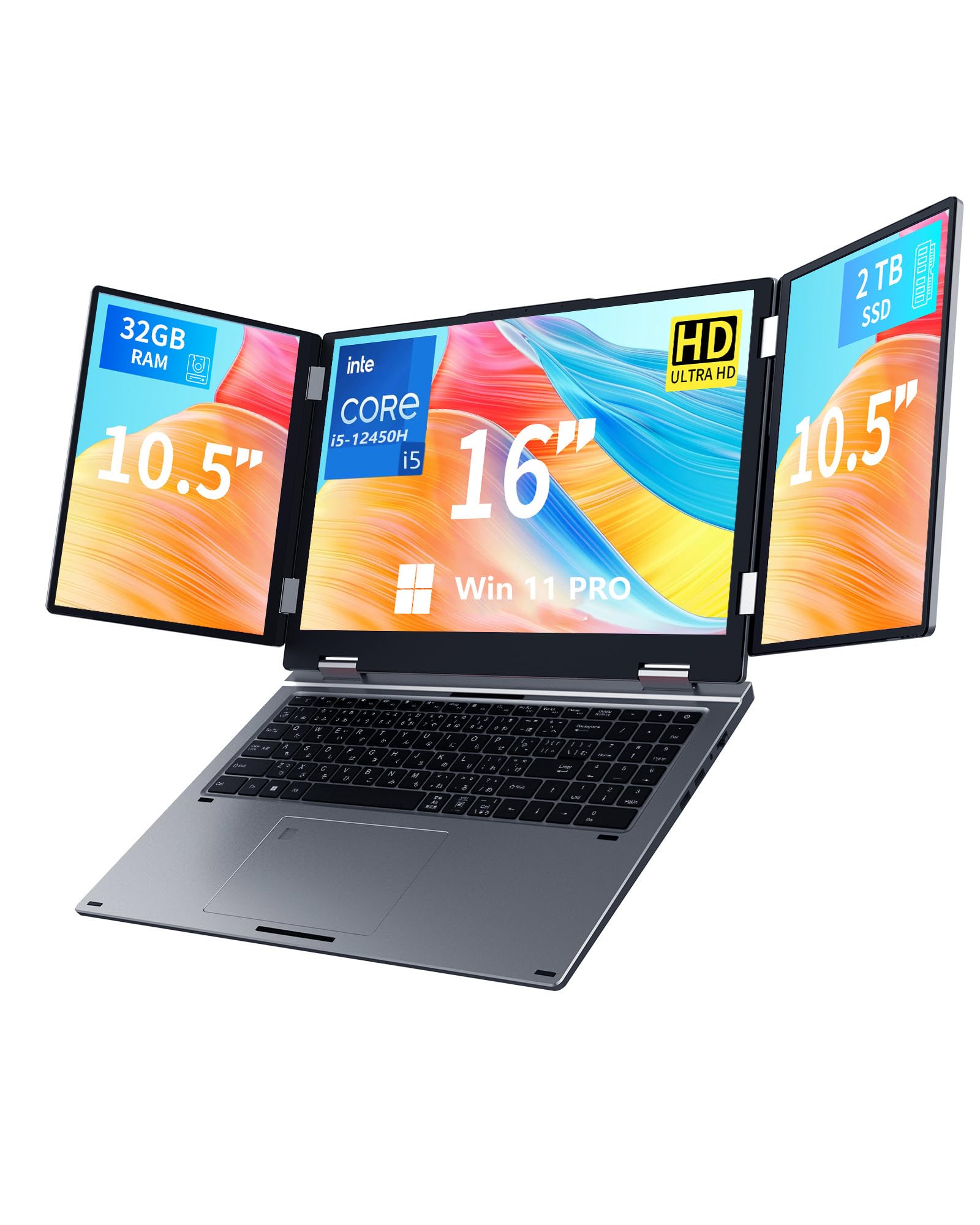 Amazon.co.jp: 3画面ノートパソコン 16インチ+10.5インチ×2 サブ