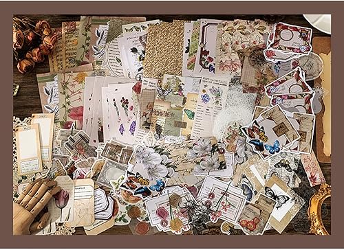 Miniatura 7 de Paquete de 260 piezas de suministros para álbumes de recortes, colección de calcomanías de papel retro decorativas de naturaleza para diario,