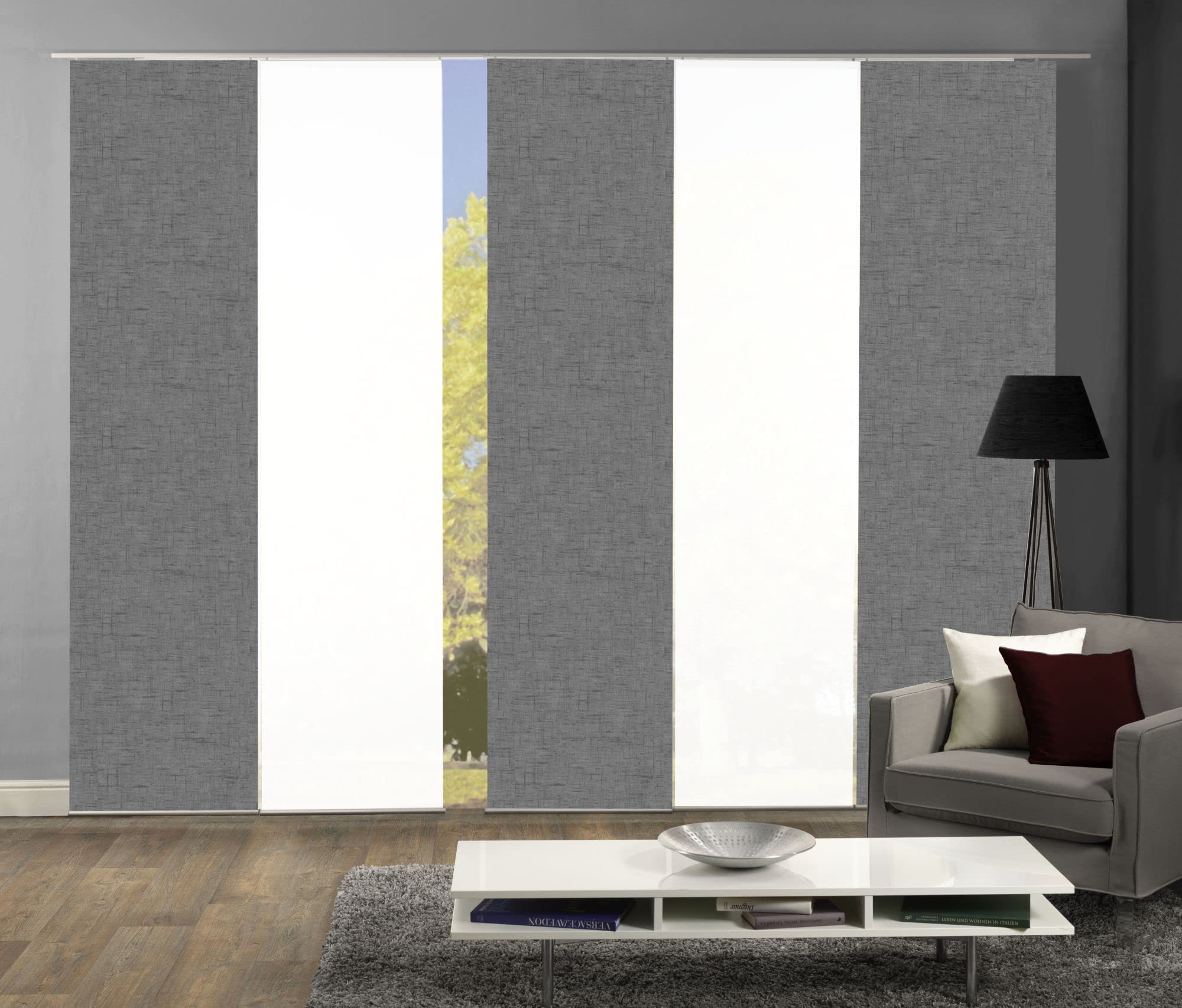 5er-Set Schiebevorhänge Marlies Blickdicht, Höhe 245 cm, grau