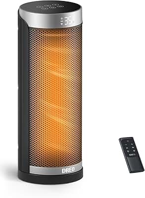 Dreo Calefactor Eléctrico 2000W para Dormitorio, Estufa Portátil de 16 Pulgadas con Oscilación de 70°, 3 Modos y 3 Velocidades, Temporizador Programable 12H, Silencioso y de Bajo Consumo Eficiente