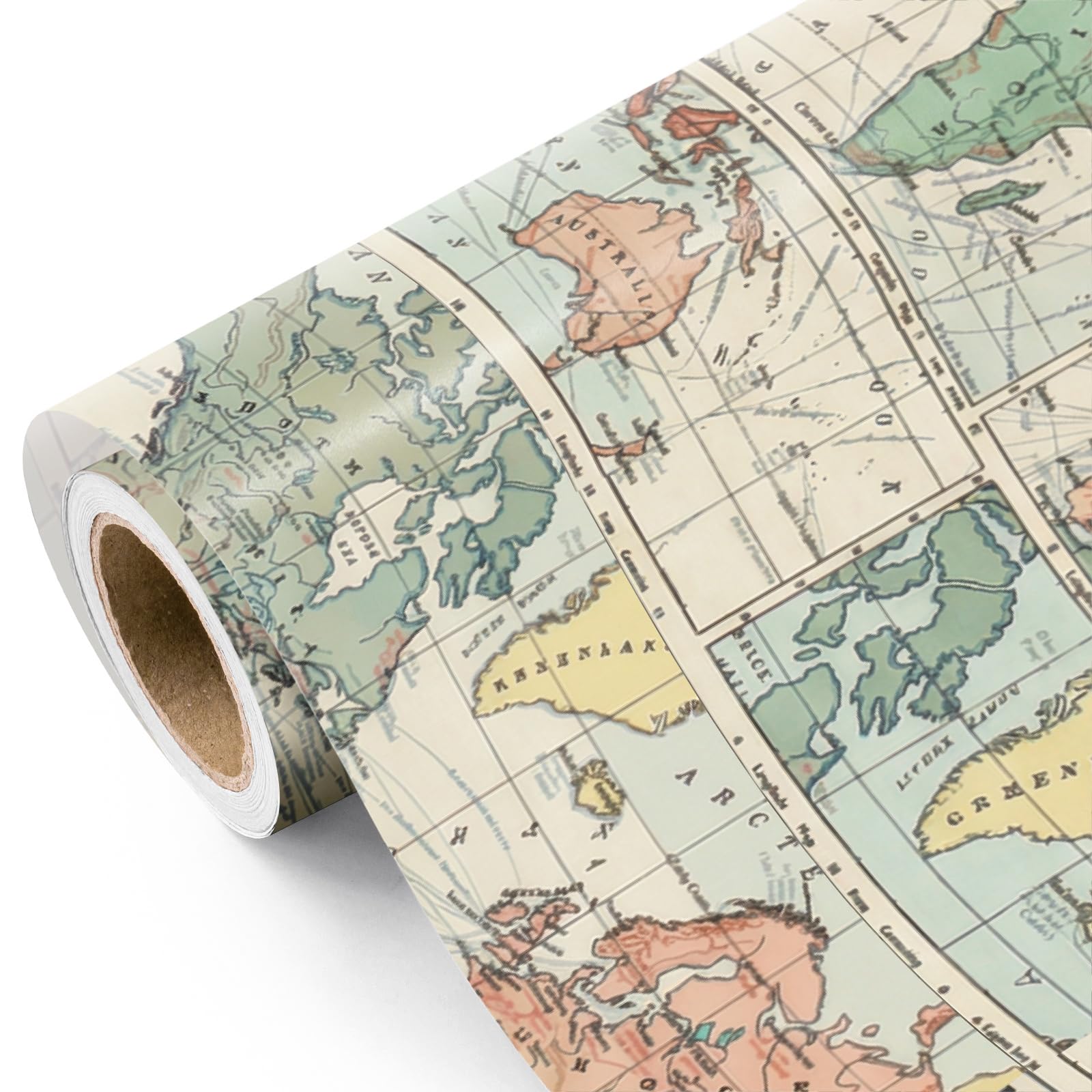 WRAPAHOLIC Vintage World Map Wrapping Paper Roll - Mini Roll - 17 Inch x 16.5 Feet - Antique Retro Wrapping Paper with World Map Design for Birthday, Travel Lovers, Graduation, Father's Day
