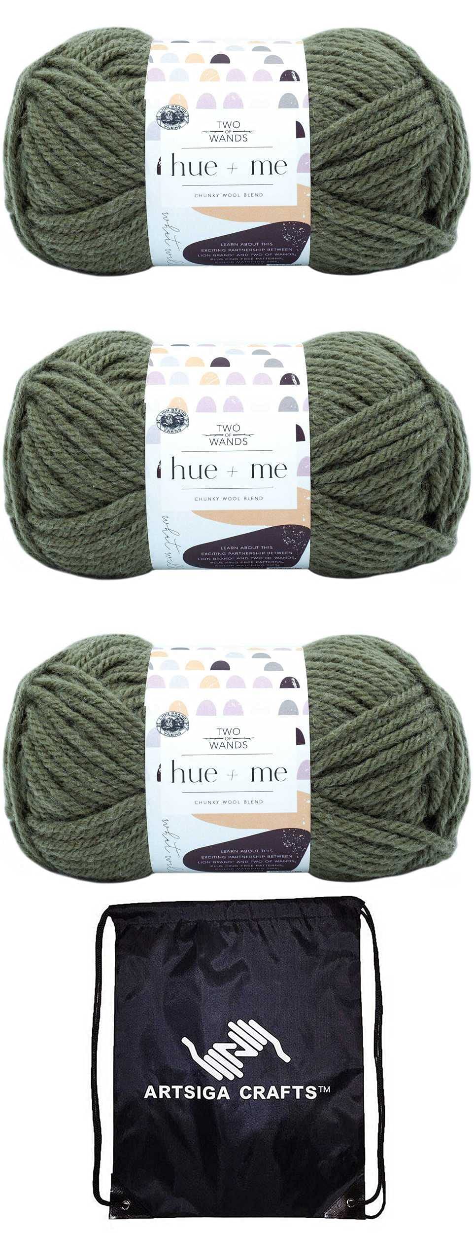 Lion Brand włóczka dziewiarska Hue & Me Fatigues 617-174 (3-Skeins) Same Dye Lot Masywna nieporęczna #5 Miękka 80% Akryl, 20% Wełna Pakiet z 1 Workiem Artsiga