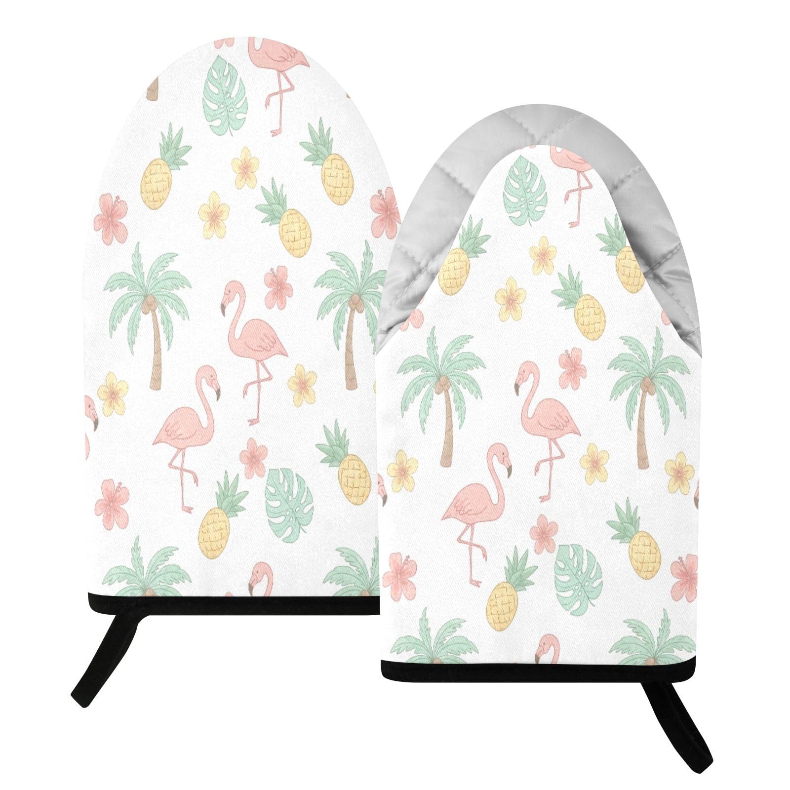 BURSTDDY Flamingo Oven Mitt,Heat Resistant Kitchen Mitts for Cooking
