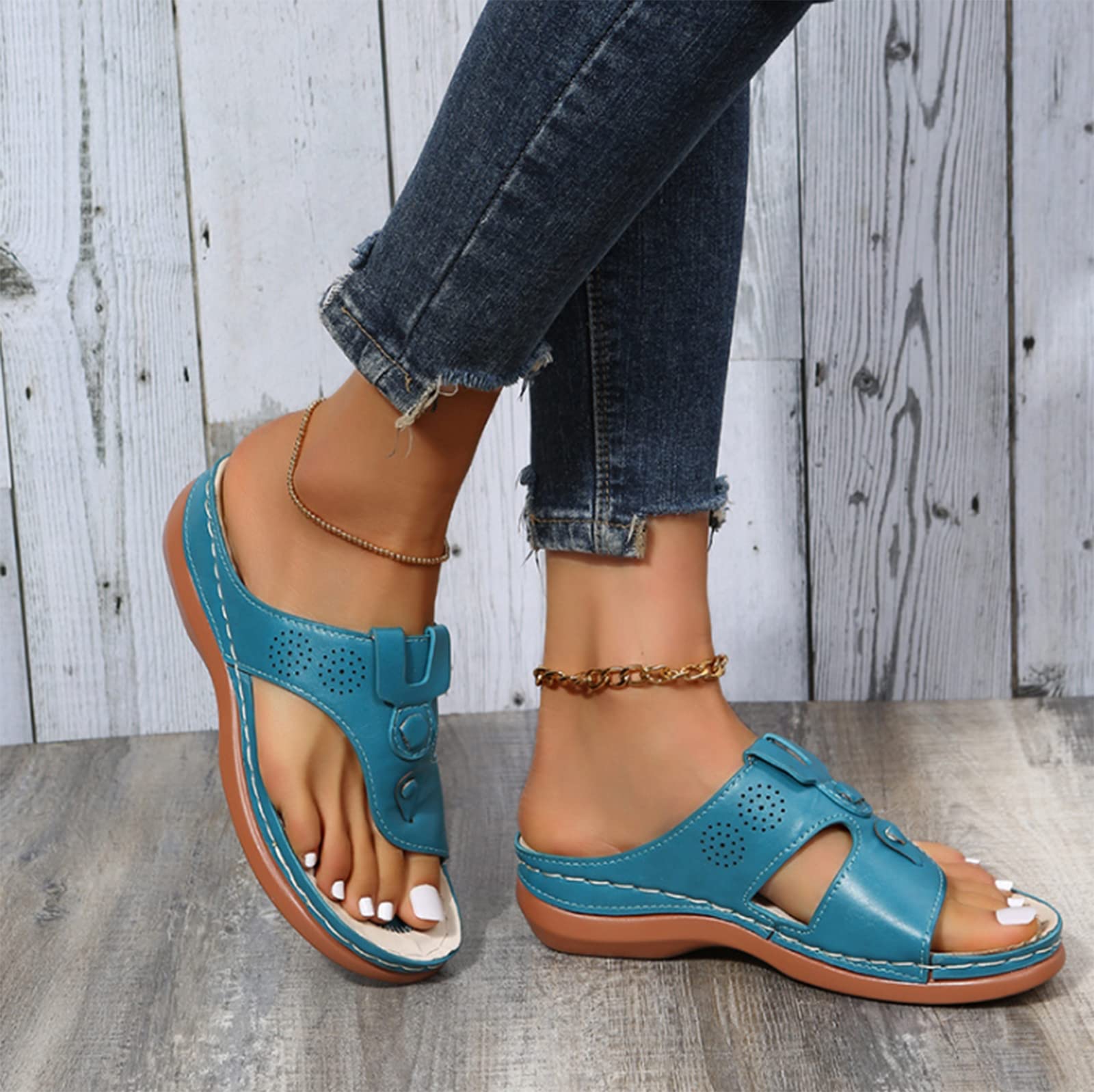 Infradito Donna Con Supporto Arco Plantare - Sandali Intrecciati Morbidi Per Spiaggia E Piscina - Foto 8